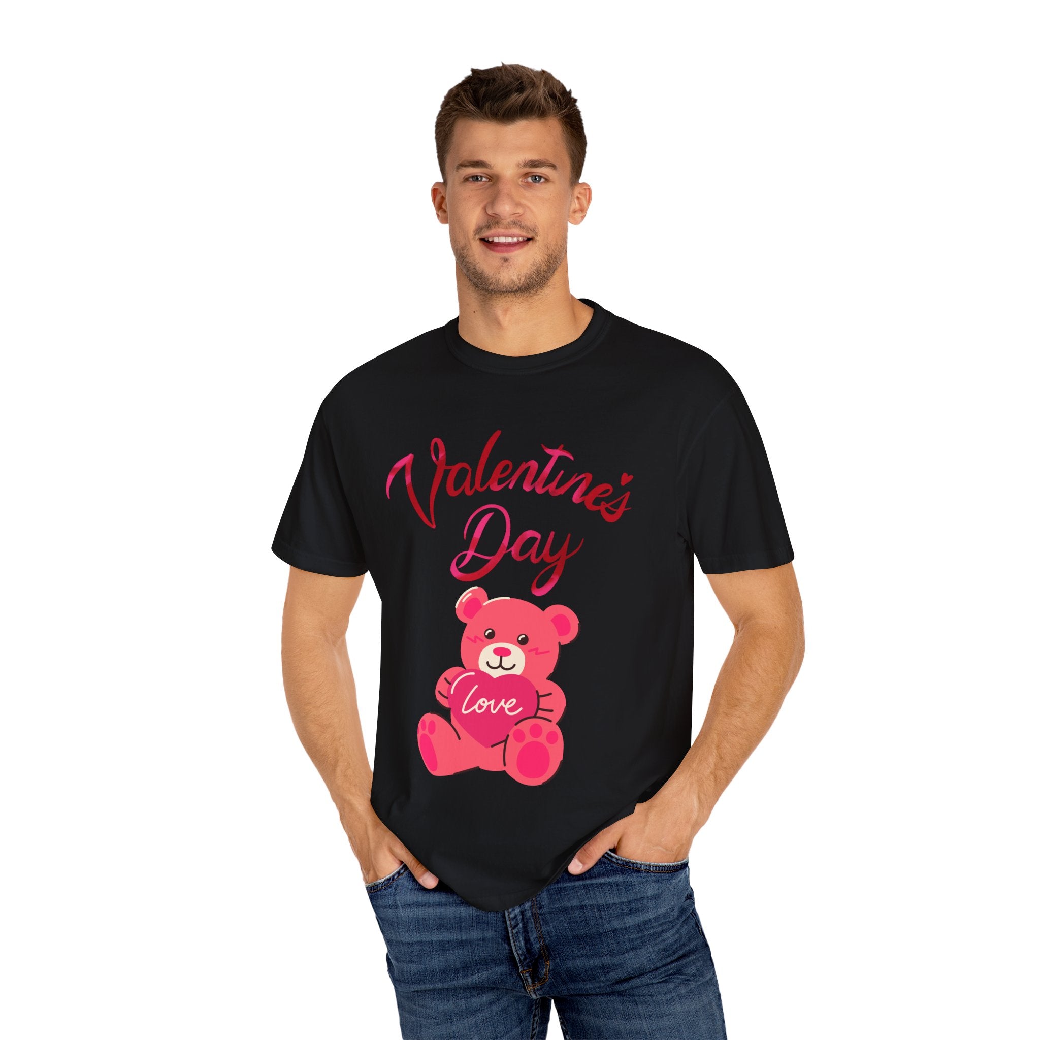 Valentine's Day Bear T-shirt - Unisex Garment-Dyed Tee