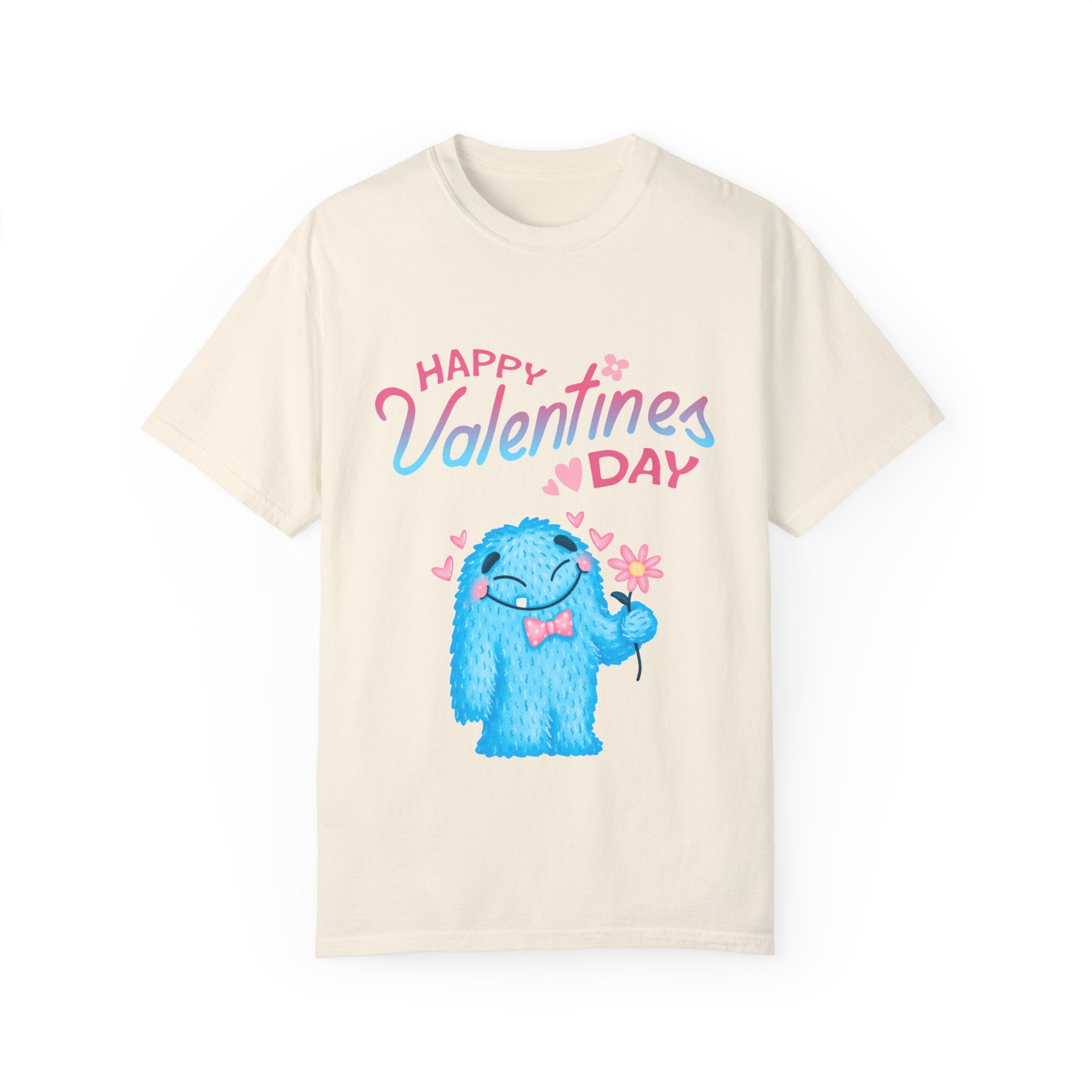 Happy Valentine's Day Unisex T-Shirt - Cute Blue Monster Design