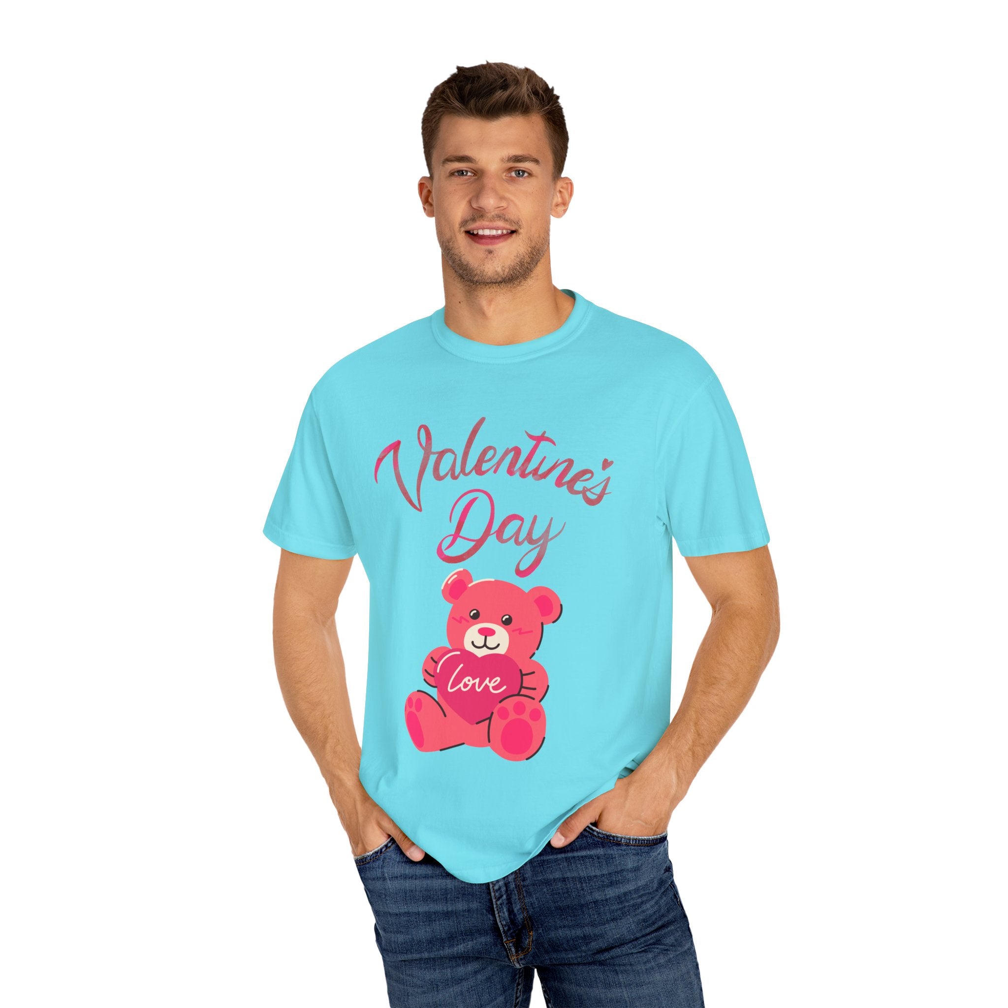 Valentine's Day Bear T-shirt - Unisex Garment-Dyed Tee