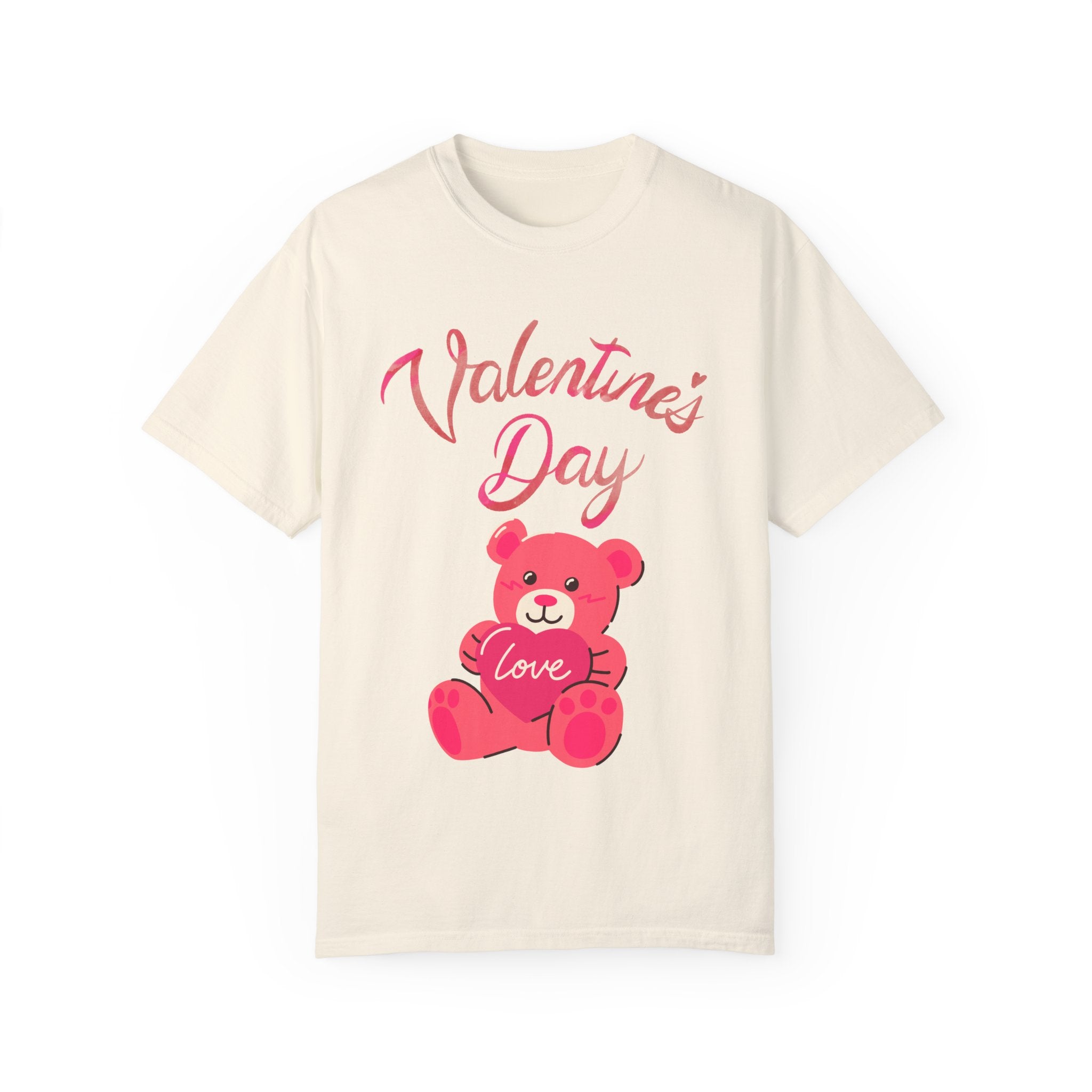 Valentine's Day Bear T-shirt - Unisex Garment-Dyed Tee