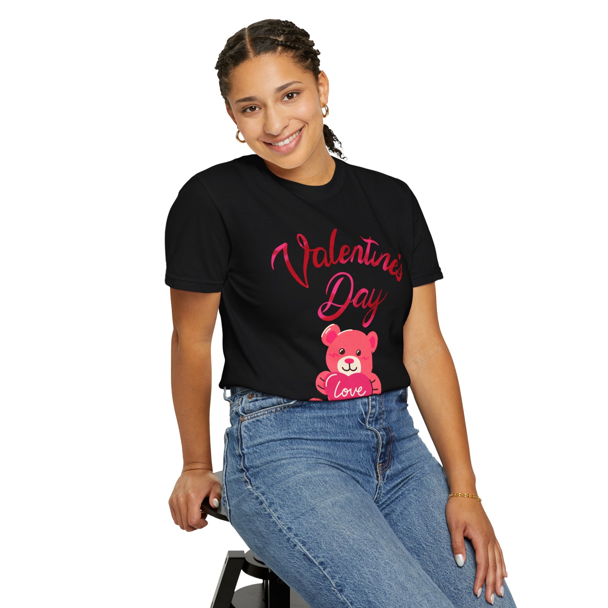 Valentine's Day Bear T-shirt - Unisex Garment-Dyed Tee