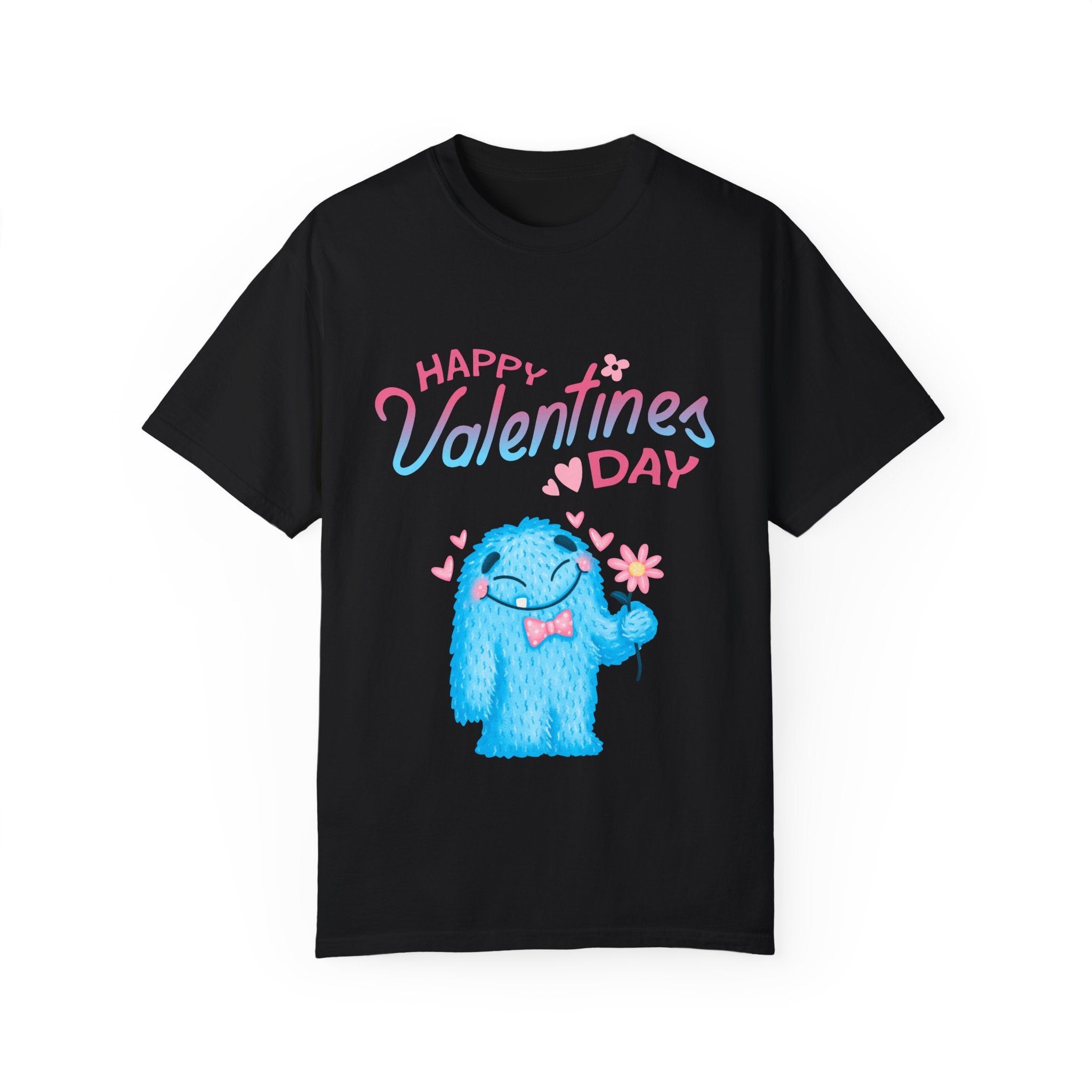 Happy Valentine's Day Unisex T-Shirt - Cute Blue Monster Design