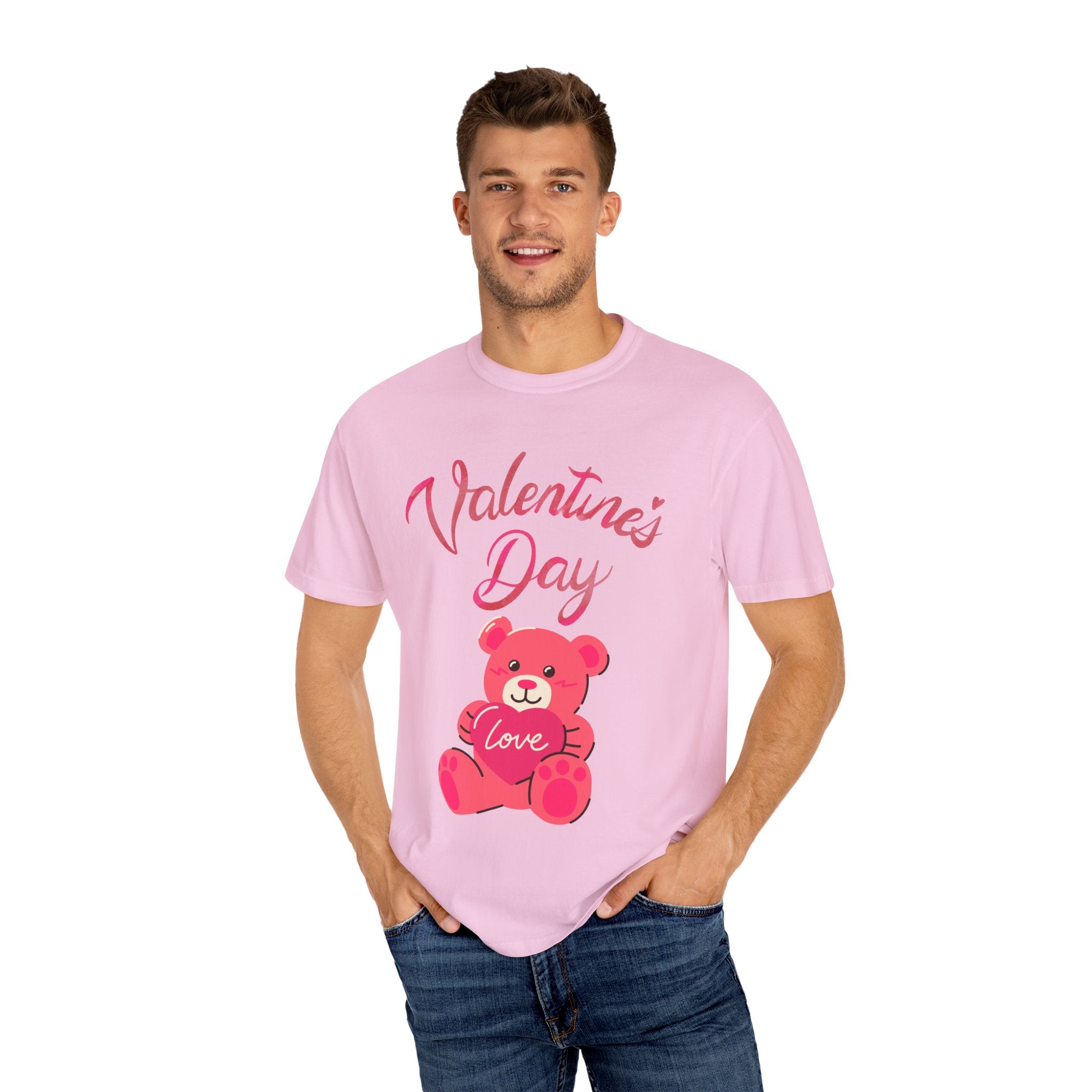 Valentine's Day Bear T-shirt - Unisex Garment-Dyed Tee