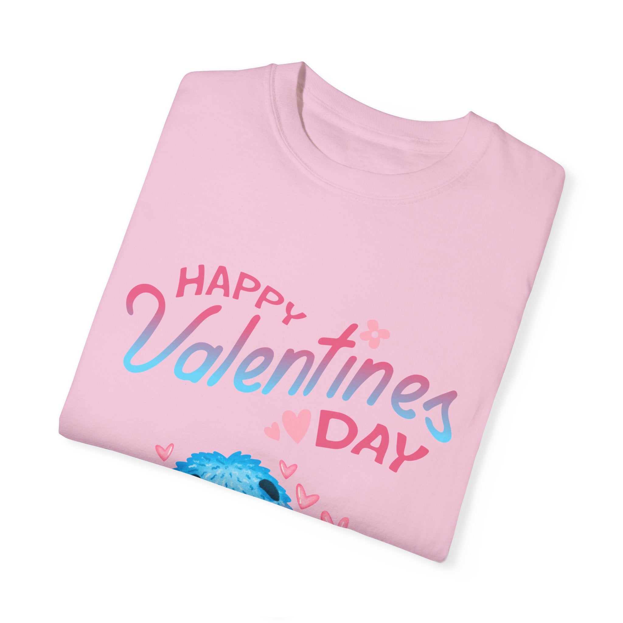 Happy Valentine's Day Unisex T-Shirt - Cute Blue Monster Design