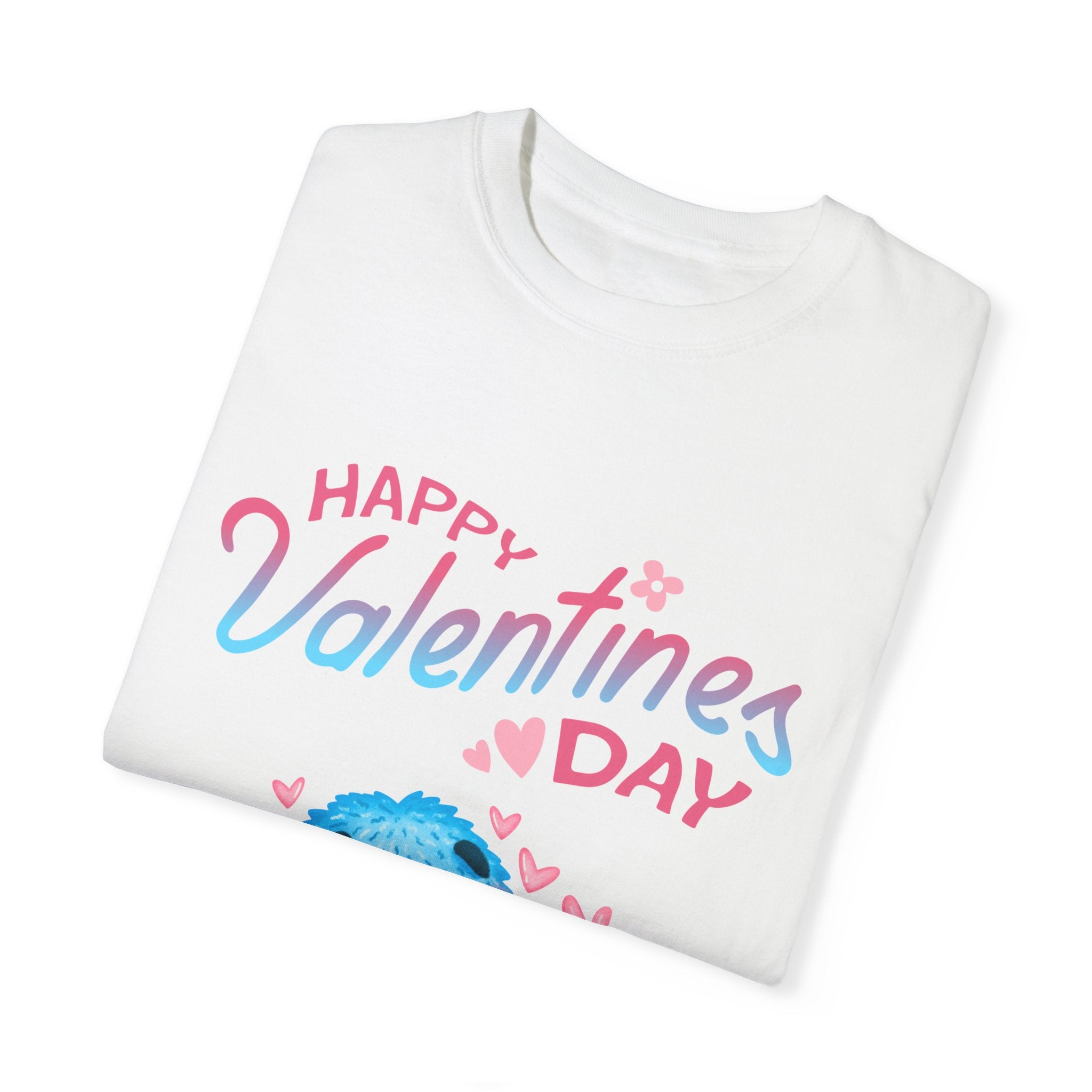 Happy Valentine's Day Unisex T-Shirt - Cute Blue Monster Design