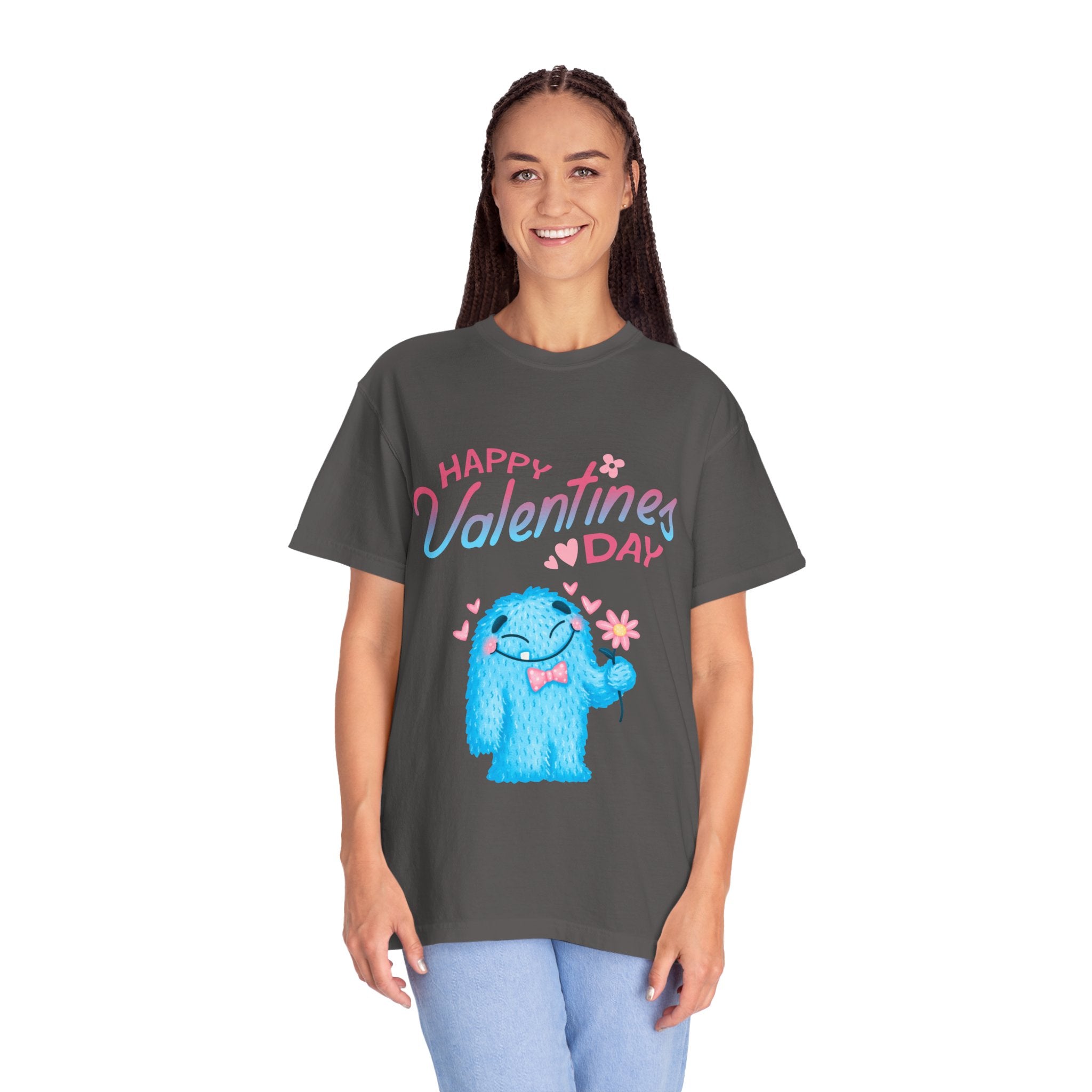 Happy Valentine's Day Unisex T-Shirt - Cute Blue Monster Design