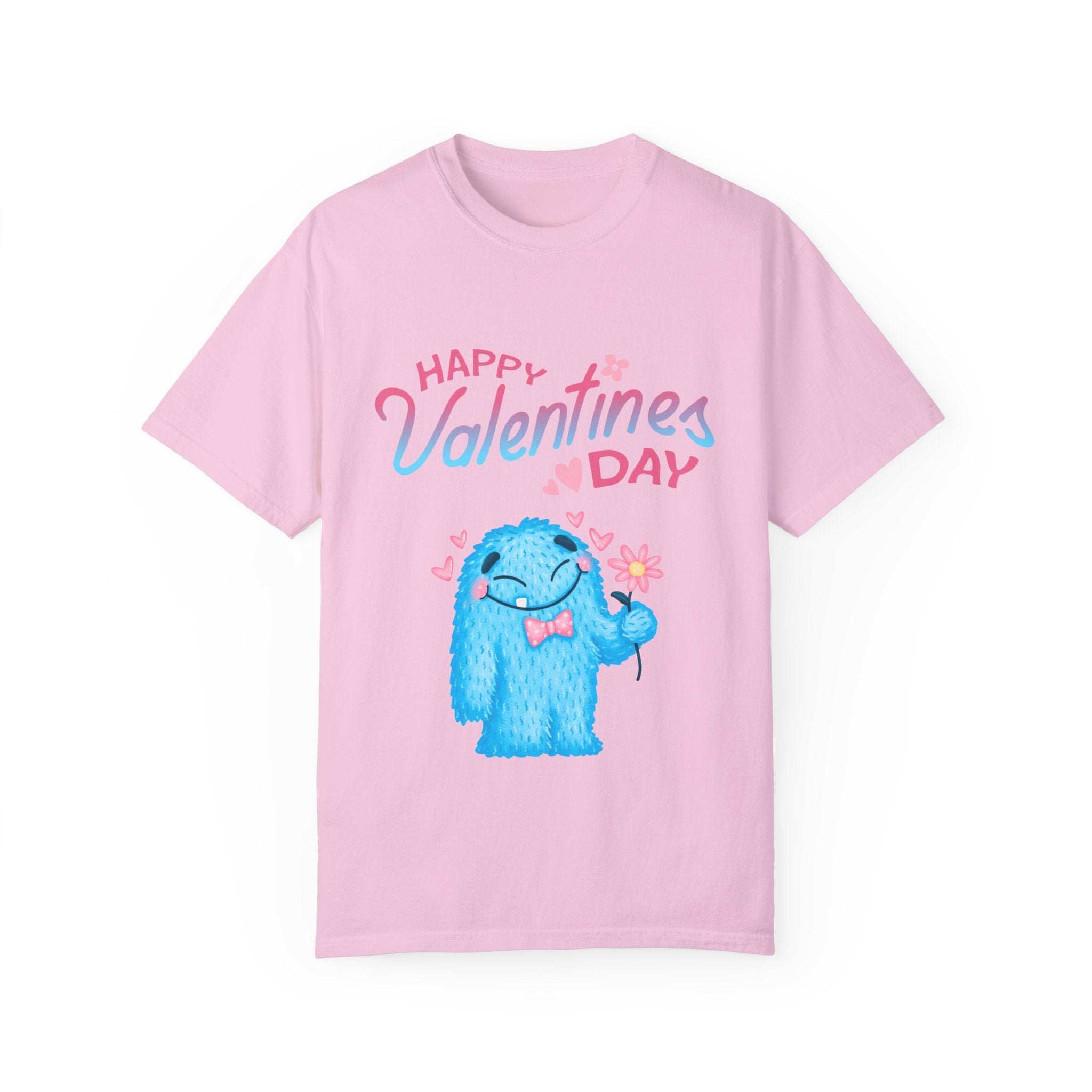 Happy Valentine's Day Unisex T-Shirt - Cute Blue Monster Design