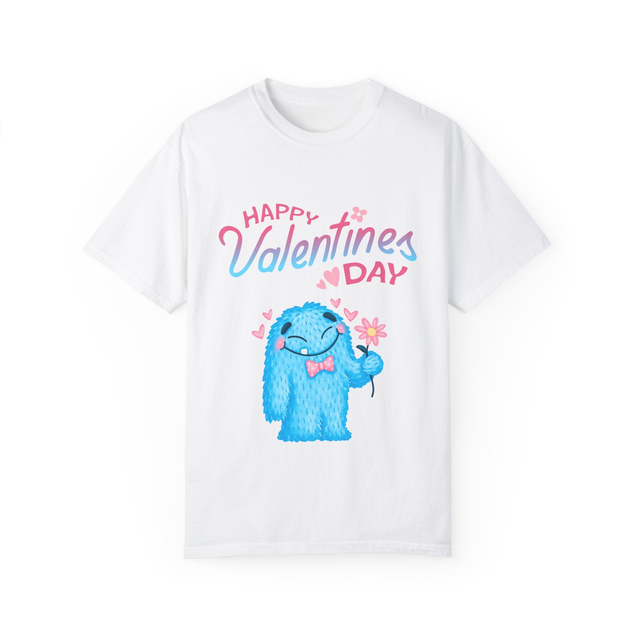 Happy Valentine's Day Unisex T-Shirt - Cute Blue Monster Design