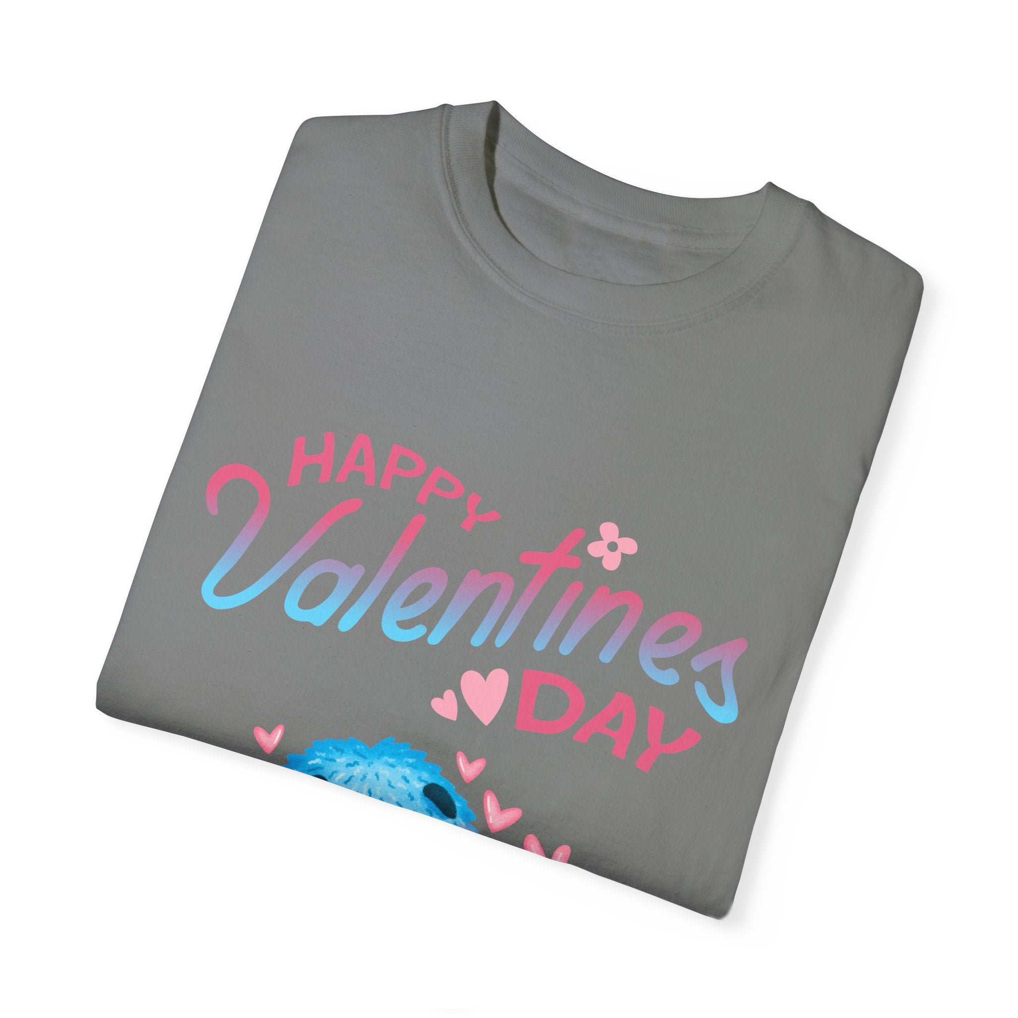 Happy Valentine's Day Unisex T-Shirt - Cute Blue Monster Design