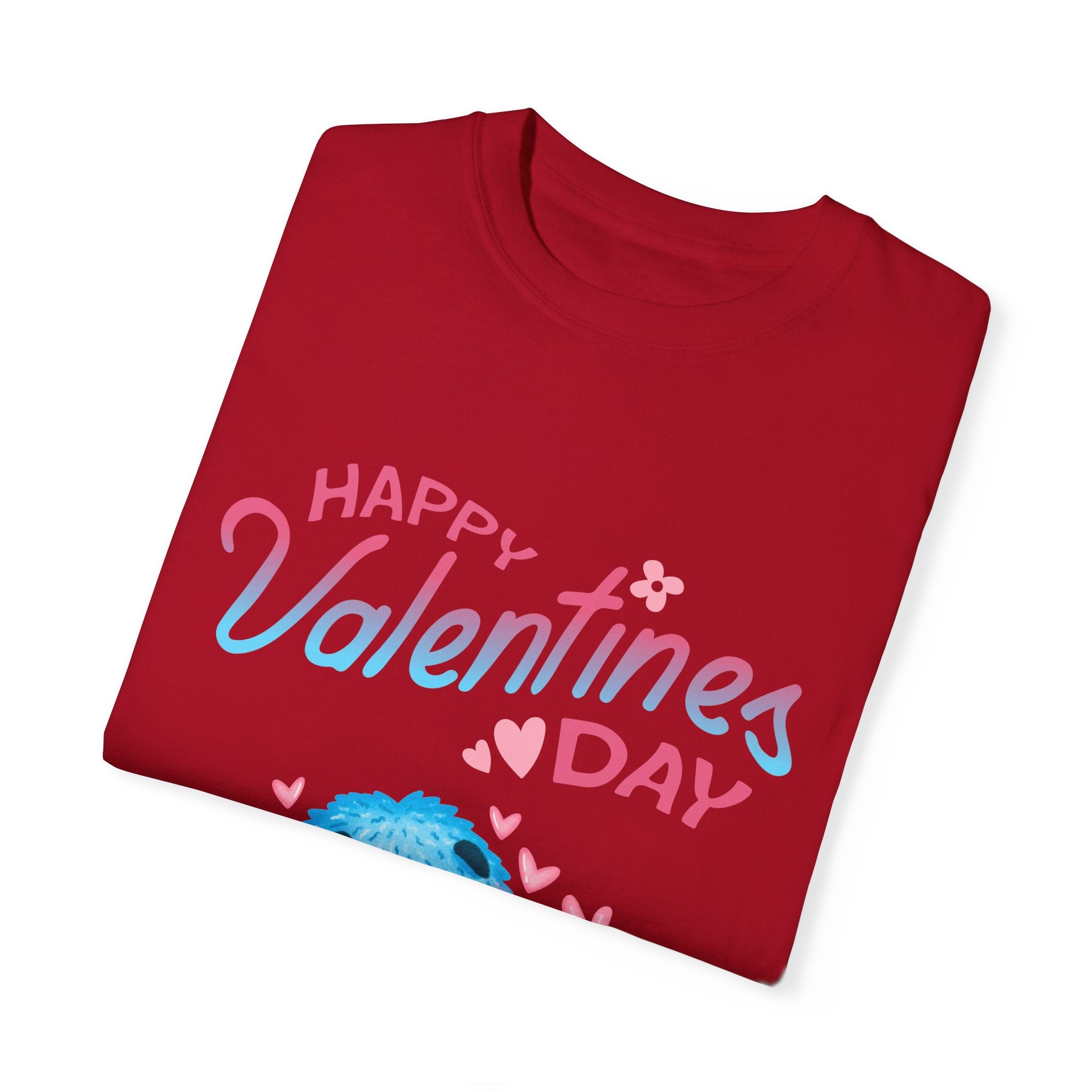 Happy Valentine's Day Unisex T-Shirt - Cute Blue Monster Design