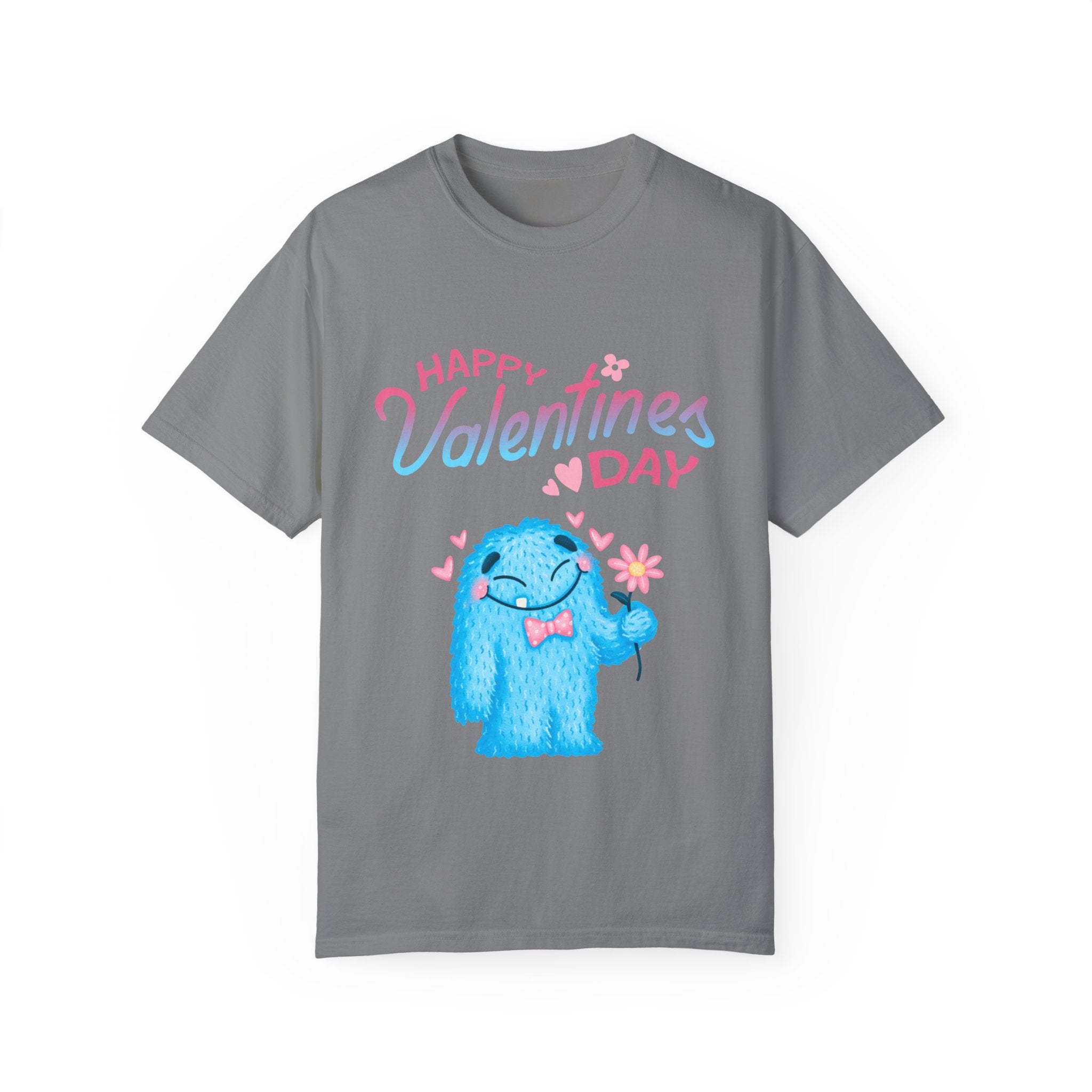 Happy Valentine's Day Unisex T-Shirt - Cute Blue Monster Design